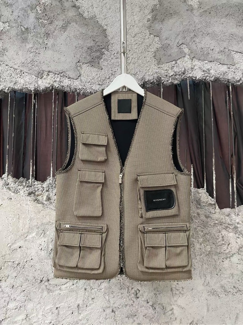 Givenchy Men's Taupe Multi-Pocket Utility Vest